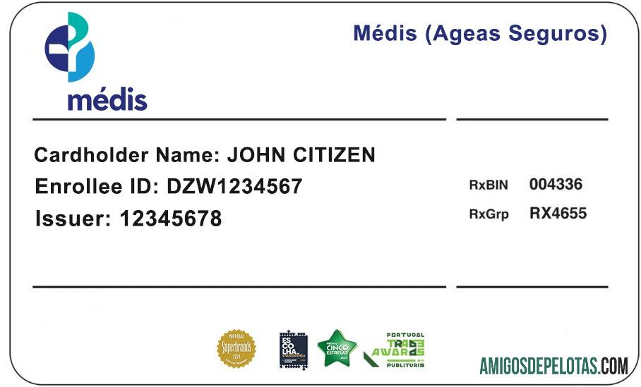 Cartão de Seguro de Saúde de Portugal modelo